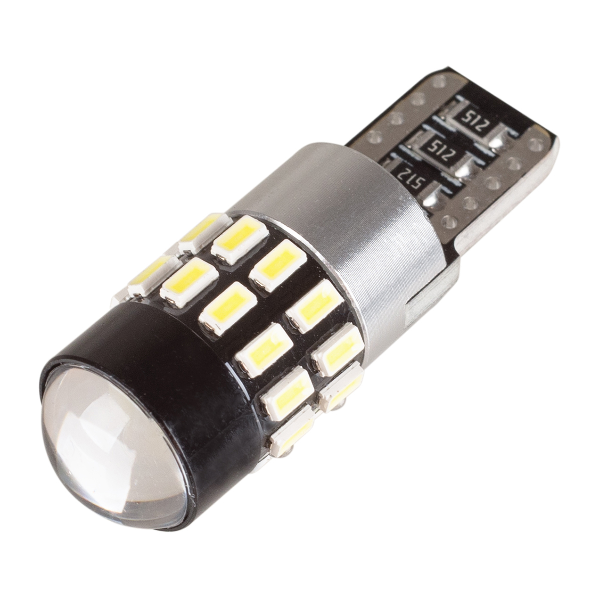 Автолампа диод T10 (W5W) 12-24V 30 SMD диодов 1-конт с обманкой Белая  Салон, габариты, номер, стопы