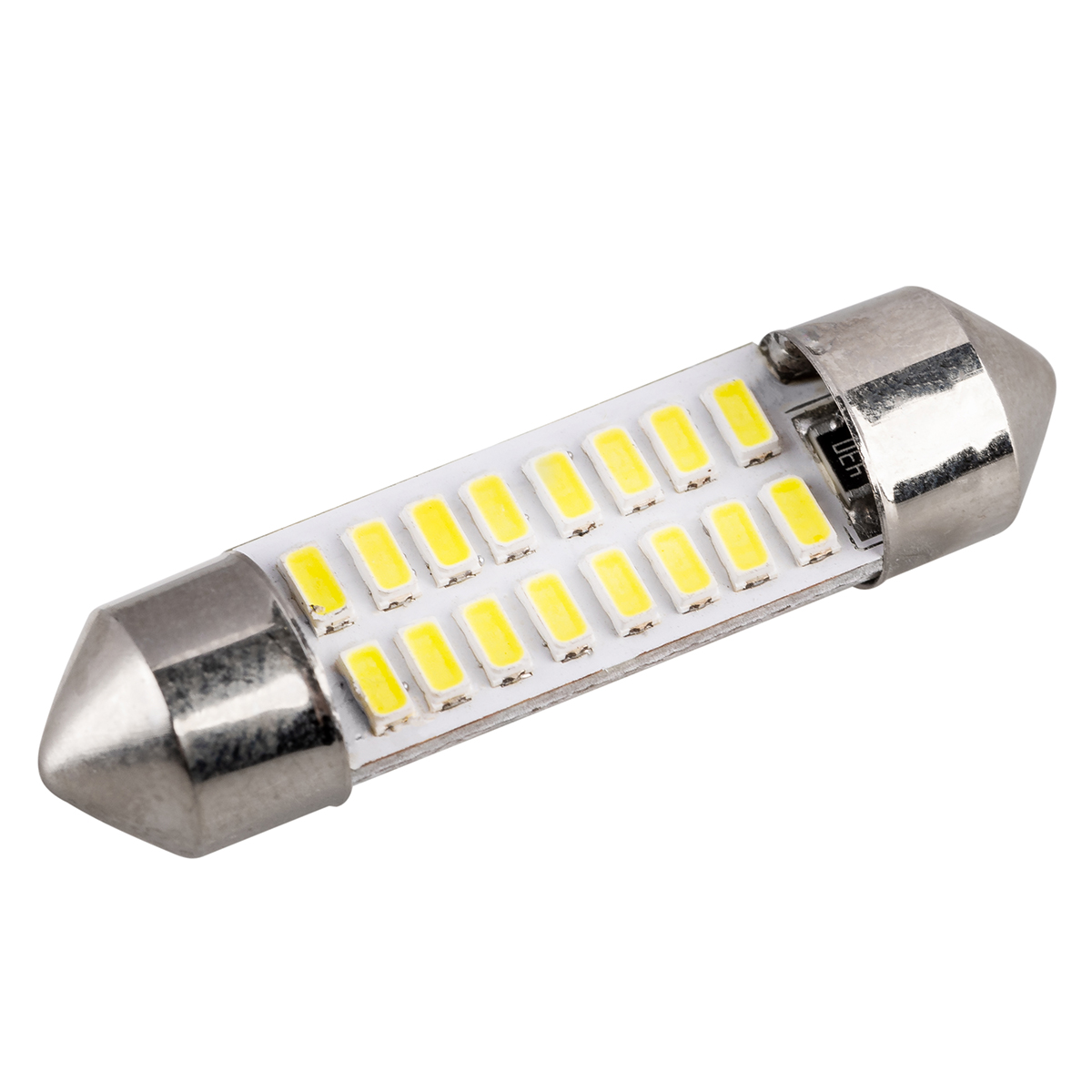 Автолампа диод T11(C5W) 12V 16 SMD диодов 1-конт 36мм Белая Салон, номер